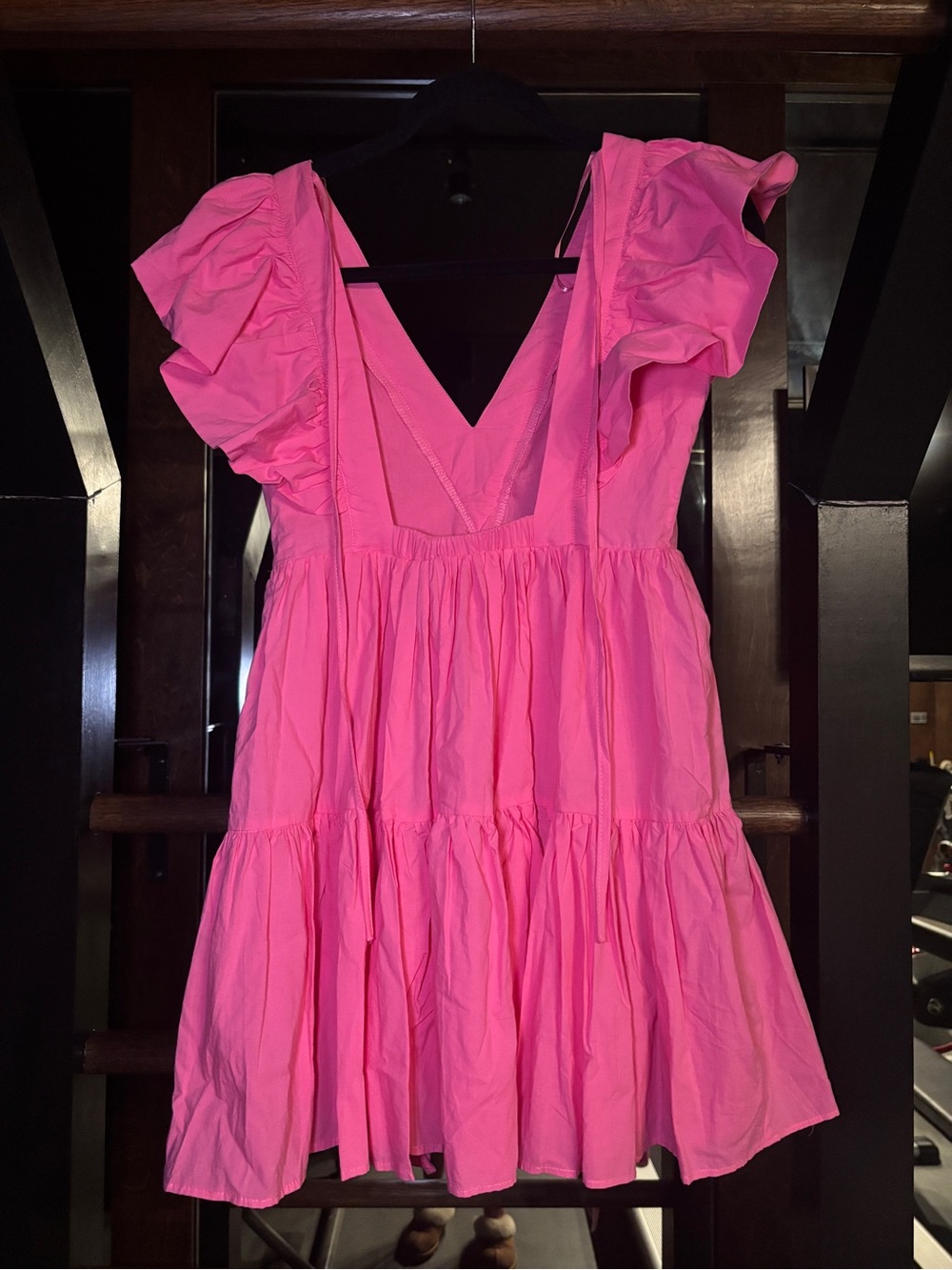Mable Bright Pink Ruffle V-Neck Sundress - Picture 2 of 3